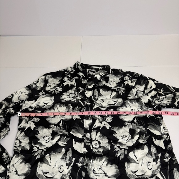 The Kooples Floral Button Up XXL Watercolor Garden Shirt Designer Black White - Picture 4 of 11
